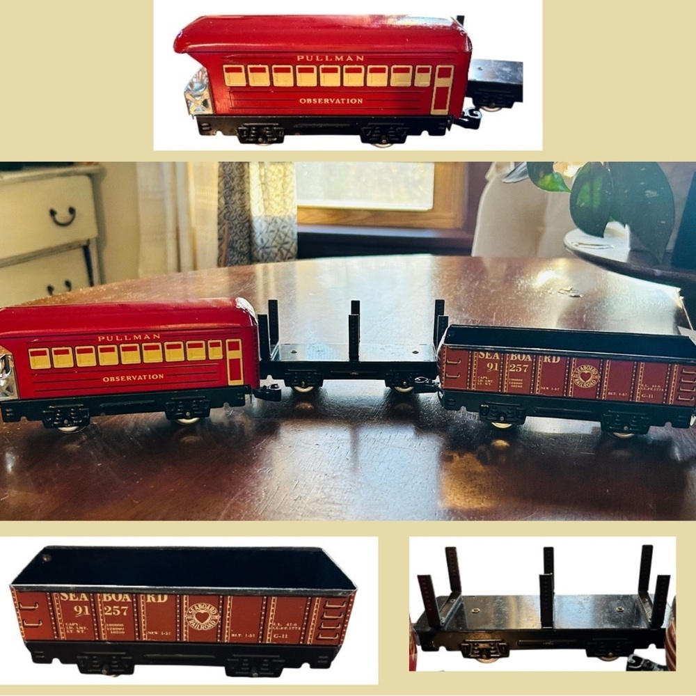 3 Vintage Metal Train Cars, Pullman, Lumber and Coal THINK HOLIDAY DECOR - Picture 12 of 13
